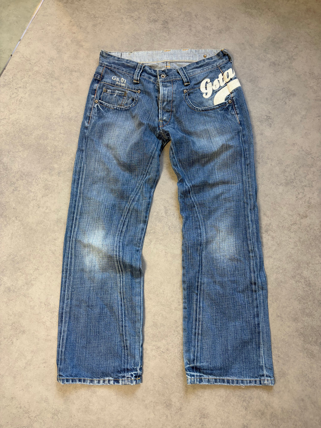 G Star Straight Jeans Big Logo (M)