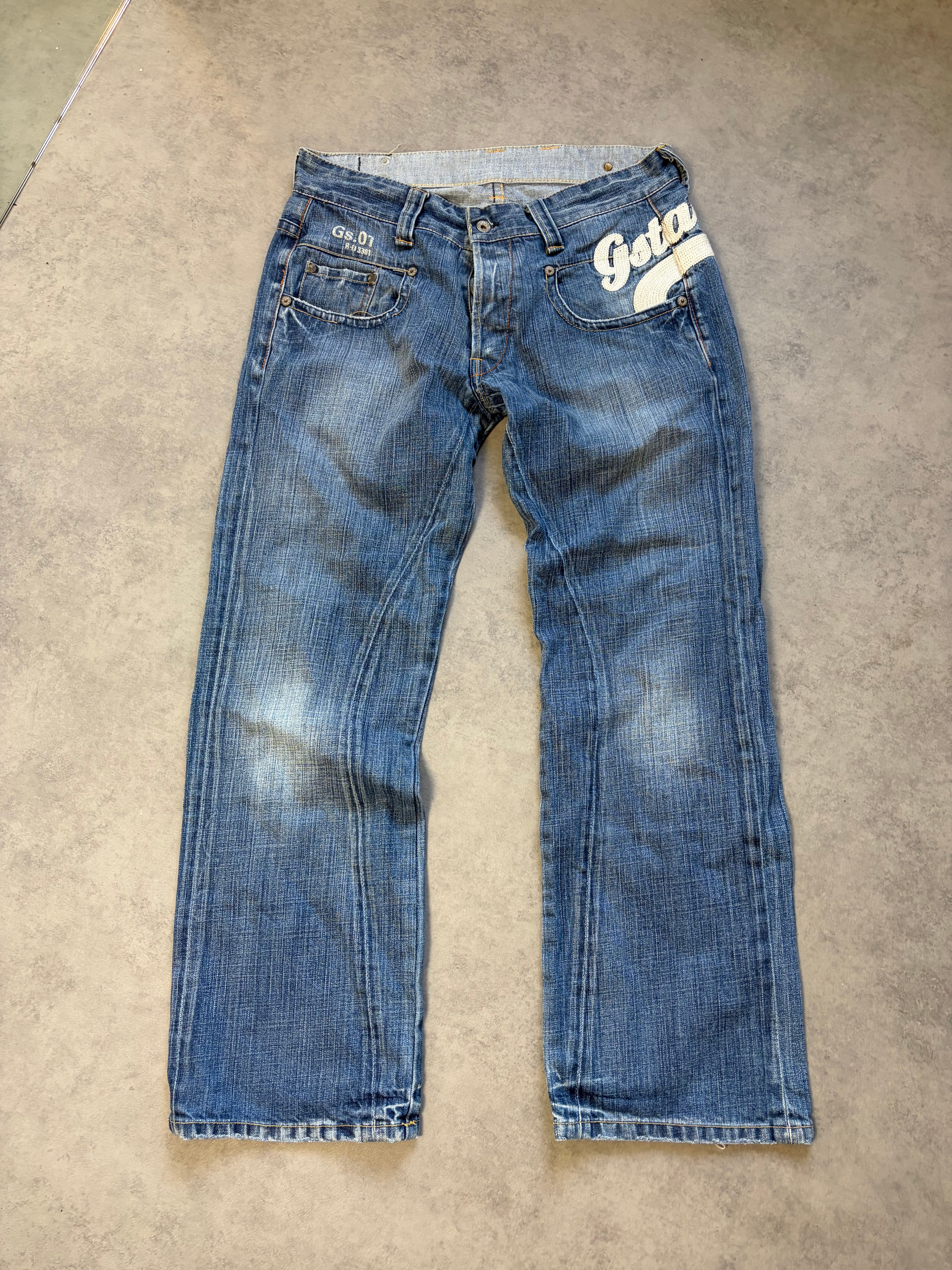 G Star Straight Jeans Big Logo (M)