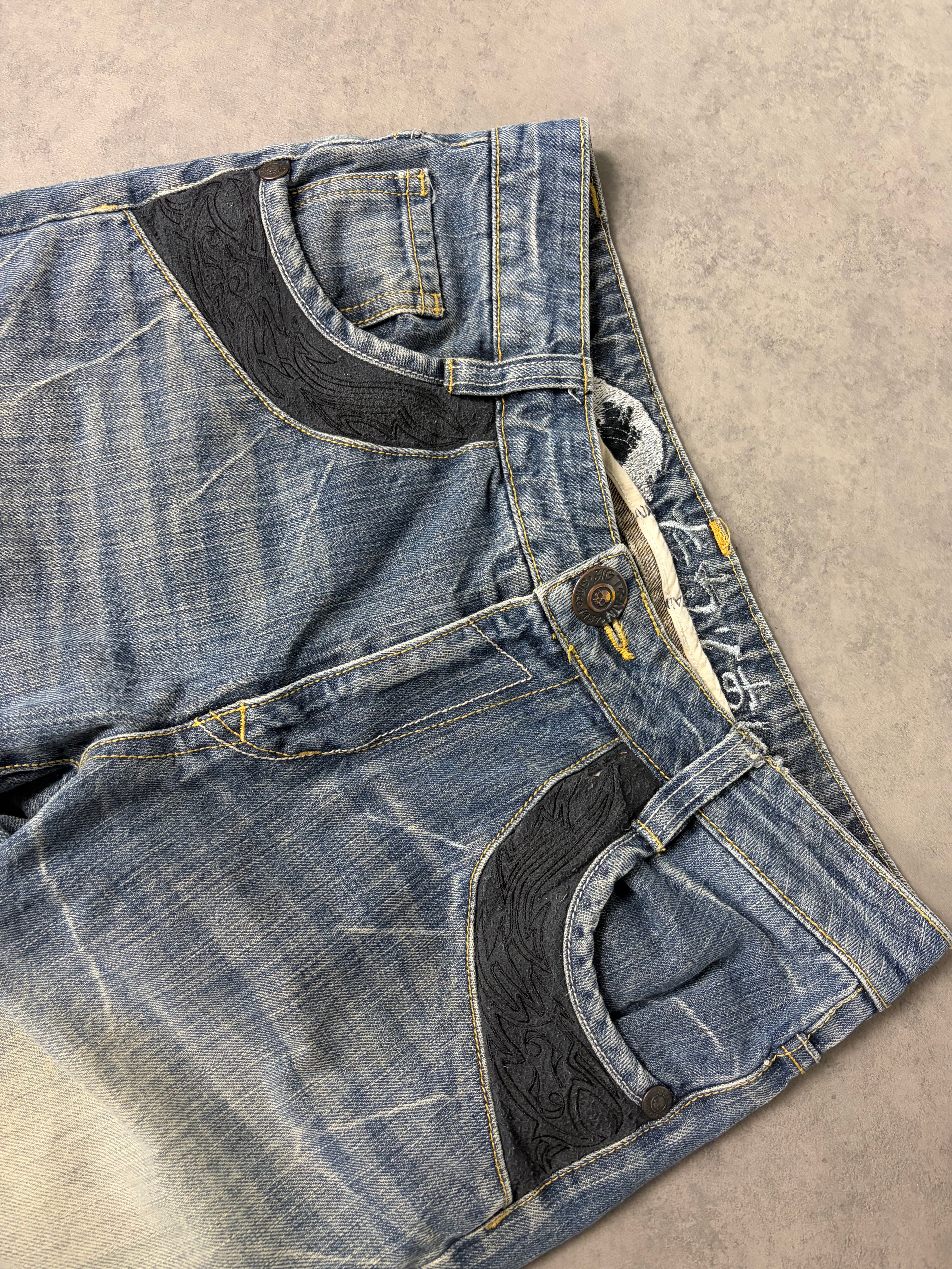 STRAIGHT WASCHED JEANS (XS)