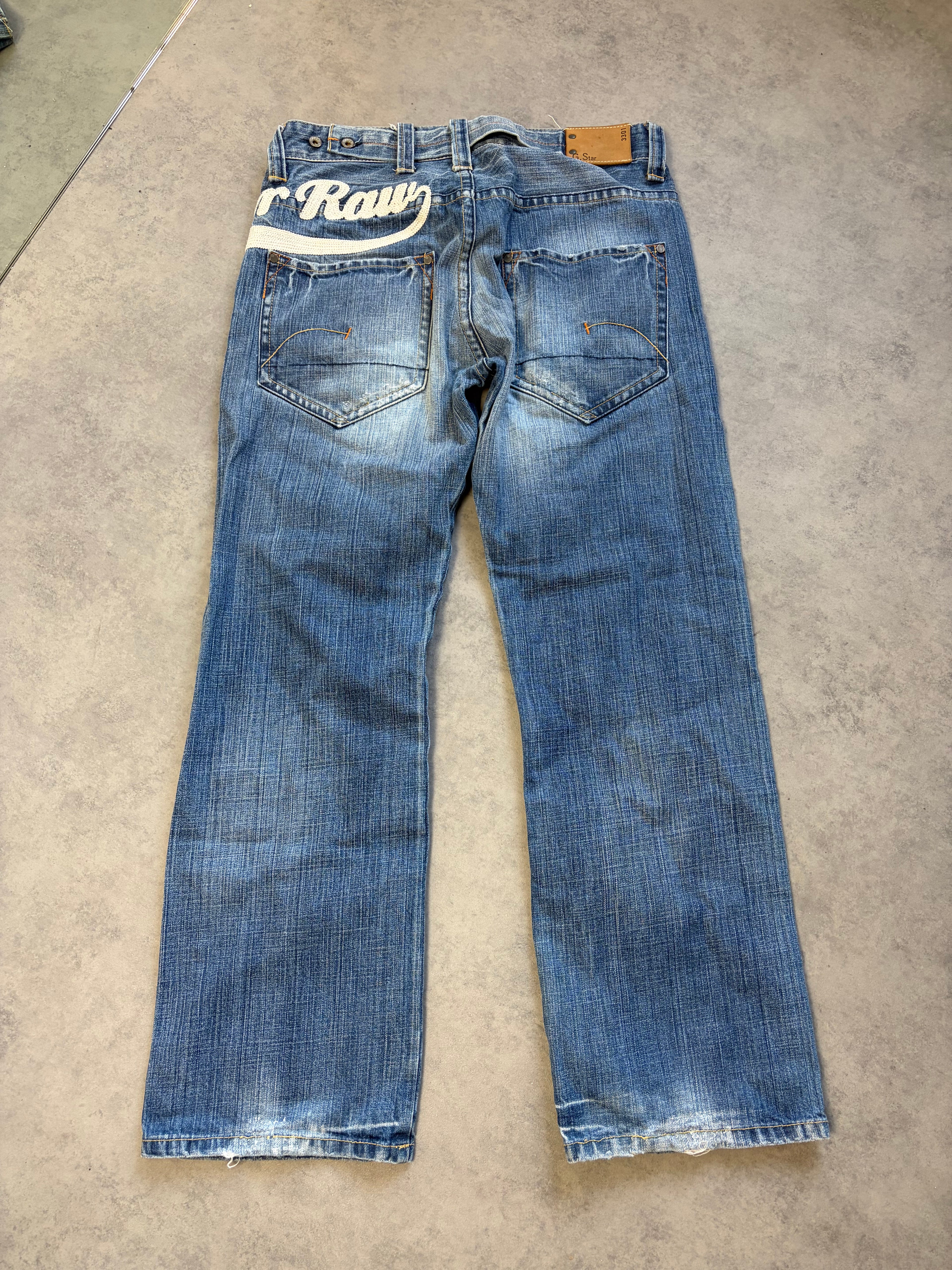G Star Straight Jeans Big Logo (M)