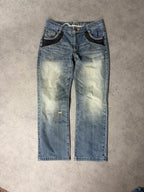 STRAIGHT WASCHED JEANS (XS)